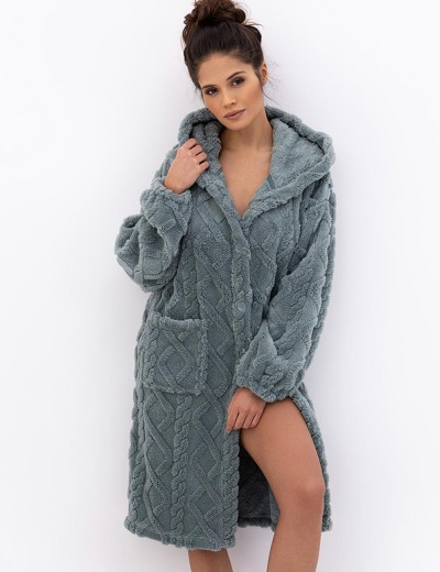 Тёплый халат на пуговицах Sensis GRETHEN, Цвет: изумрудный, Размеры: S/M, изображение 3 Тёплый халат на пуговицах Sensis GRETHEN, Цвет: изумрудный, Размеры: S/M, изображение 3