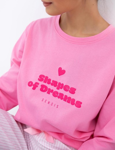 Хлопковая пижама с брюками Sensis MALAYA, Цвет: розовый, Размеры: M, изображение 4 Хлопковая пижама с брюками Sensis MALAYA, Цвет: розовый, Размеры: M, изображение 4