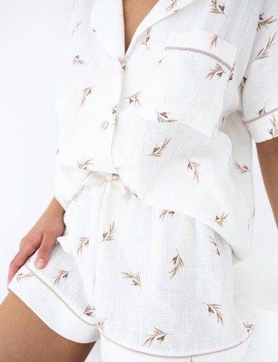 Хлопковая пижама с шортами Sensis NASTIA, Цвет: белый, Размеры: S, изображение 4