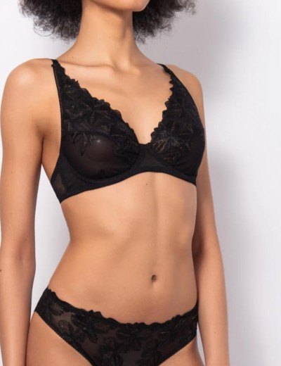 Комплект Sielei LACE PLUMETIS 77405 мягкая чашка + слипы nero, Цвет: nero (черный), Размеры: 75C, изображение 2