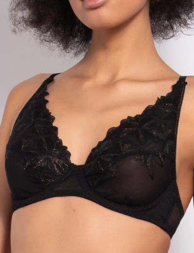 Комплект Sielei LACE PLUMETIS 77405 мягкая чашка + слипы nero, Цвет: nero (черный), Размеры: 75C, изображение 3