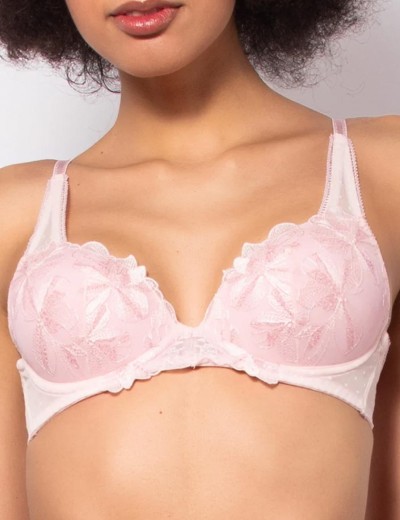 Комплект Sielei LACE PLUMETIS 77427 балконет + бразилиана cipria, Цвет: cipria (пудровый), Размеры: 80B, изображение 2