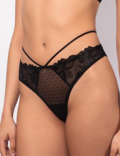 Комплект Sielei LACE PLUMETIS 77467 триангул + бразилиана nero, Цвет: nero (черный), Размеры: 85B, изображение 4