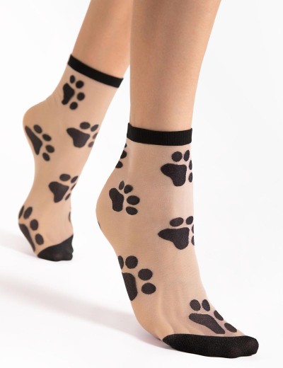 Носки с узором Fiore 1192/G PAWPAW 20 den телесный/чёрный, Цвет: телесный/чёрный, Размеры: UN, изображение 2