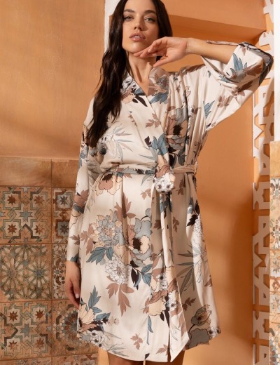 Короткий халат из шелковистой вискозы Mia-Amore IVIAN 5423, Цвет: пудра, Размеры: S/M, изображение 4