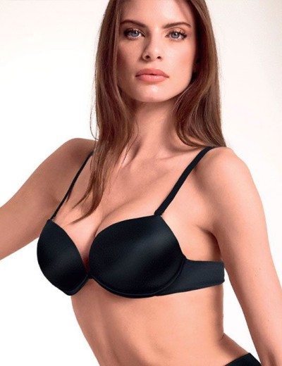 Бюстгальтер супер пуш-ап гель Lormar Double ULTRASHINE nero, Цвет: nero (черный), Размеры: 70B, изображение 3