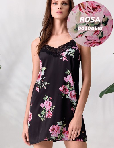 Атласная сорочка с цветами Lormar LOOK 632561CO rosa, Цвет: rosa (розовый), Размеры: M, изображение 3