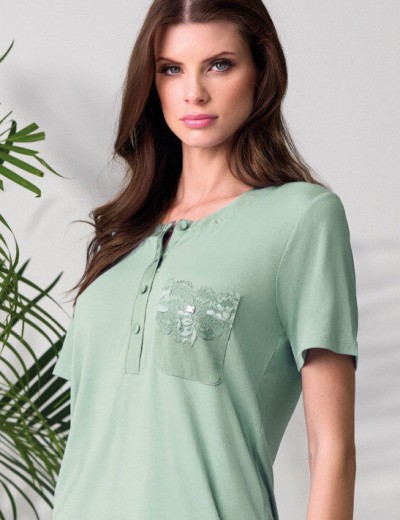 Пижама с шортами Lormar SATEN 651327CO giada, Цвет: giada (зеленый), Размеры: M, изображение 2