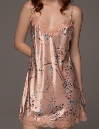 Шёлковая сорочка с кружевом Mia-Amore FIORA 4640, Цвет: персиковый, Размеры: 3XL, изображение 4