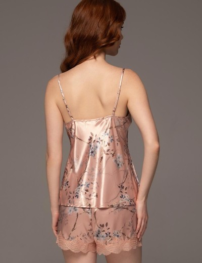 Шёлковая пижама с шортами Mia-Amore FIORA 4642, Цвет: персиковый, Размеры: 2XL, изображение 2
