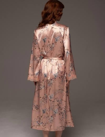 Длинный запашной халат Mia-Amore FIORA 4649, Цвет: персиковый, Размеры: 4XL/5XL, изображение 2