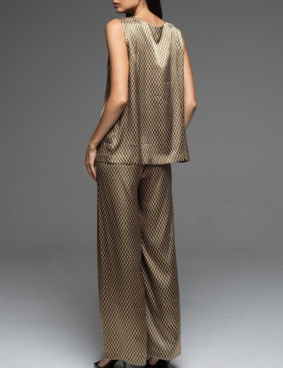 Атласный брючный комплект Mia-Amore INNA 7526, Цвет: мультколор, Размеры: L, изображение 3