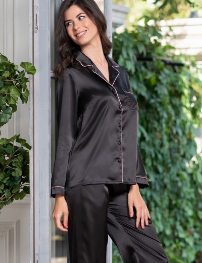 Женская атласная пижама Mia-Mella JULIA 8736 черный, Цвет: черный, Размеры: L, изображение 2