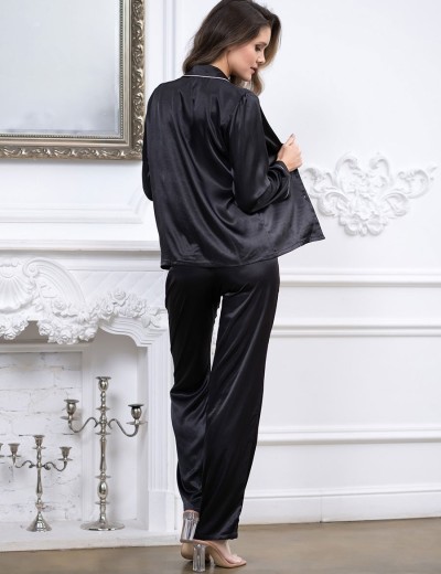 Атласная пижама с брюками Mia-Mella JULIA 8736 черно-белый, Цвет: черно-белый, Размеры: 3XL, изображение 3