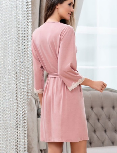 Домашний трикотажный халат Mia-Amore MARIA 1723 пудра, Цвет: пудра, Размеры: 2XL/3XL, изображение 2