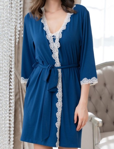 Домашний трикотажный халат Mia-Amore MARIA 1723 синий, Цвет: синий, Размеры: XS, изображение 3