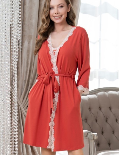 Домашний трикотажный халат Mia-Amore MARIA 1723 терракот, Цвет: терракот, Размеры: XS, изображение 4
