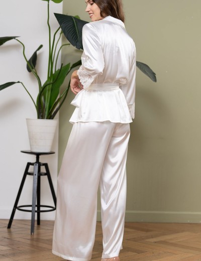 Шелковая пижама с брюками Mia-Amore WHITE SWAN 3556 молочный, Цвет: молочный, Размеры: 3XL, изображение 3