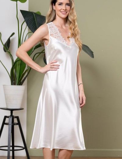 Сорочка шелковая длинная Mia-Amore WHITE SWAN 3558 молочный, Цвет: молочный, Размеры: 3XL, изображение 4