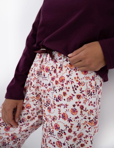 Хлопковая пижама с брюками Sensis HEIDI, Цвет: бордовый, Размеры: M, изображение 3