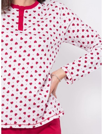 Хлопковая пижама с брюками Sielei LOVE LO15 rosso, Цвет: rosso (красный), Размеры: XL, изображение 3