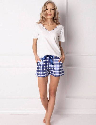 Пижама с шортами Aruelle BLUMY WHITE, Цвет: белый/синий, Размеры: XL, изображение 2 Пижама с шортами Aruelle BLUMY WHITE, Цвет: белый/синий, Размеры: XL, изображение 2