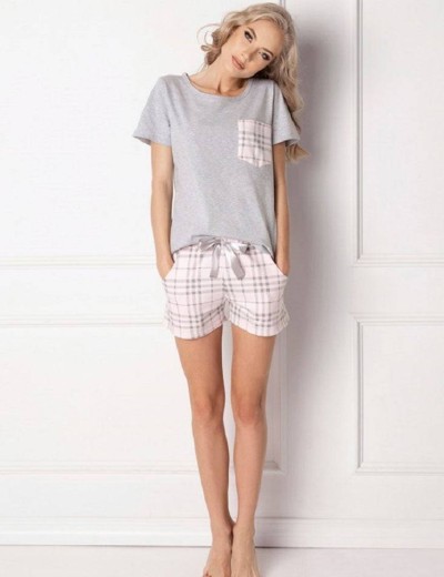 Пижама с шортами Aruelle LONDIE GREY, Цвет: серый/розовый, Размеры: XL, изображение 2