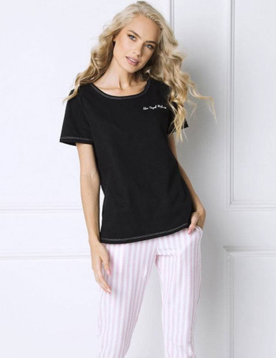 Пижама с брюками Aruelle ROYAL BLACK, Цвет: черный/розовый, Размеры: M, изображение 2