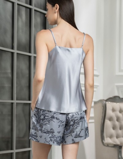 Шёлковая пижама с шортами Mia-Amore ARGENTA 4232, Цвет: стальной, Размеры: L, изображение 2
