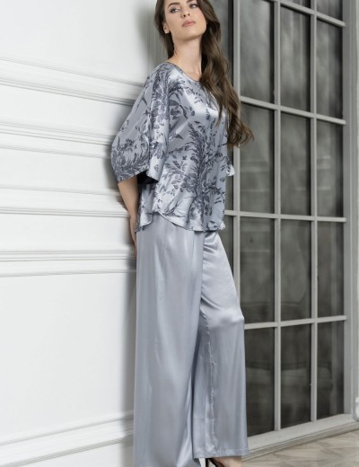 Шёлковая пижама Mia-Amore ARGENTA 4236, Цвет: стальной, Размеры: 2XL, изображение 4