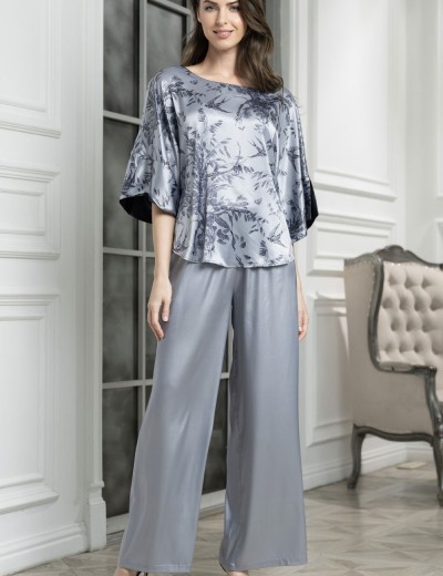 Шёлковая пижама Mia-Amore ARGENTA 4236, Цвет: стальной, Размеры: 2XL, изображение 3