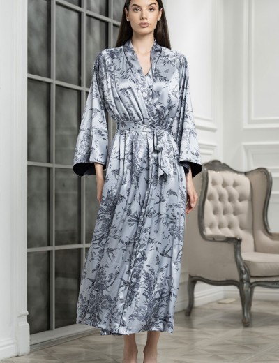 Халат шёлковый длинный Mia-Amore ARGENTA 4239, Цвет: стальной, Размеры: L/XL, изображение 3