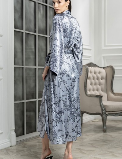 Халат шёлковый длинный Mia-Amore ARGENTA 4239, Цвет: стальной, Размеры: L/XL, изображение 2