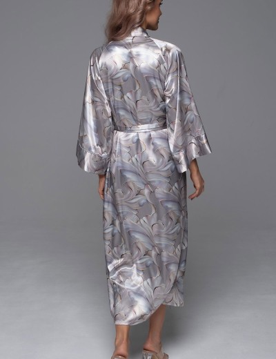 Шёлковый длинный халат Mia-Amore LA PERLA 4719, Цвет: жемчужный, Размеры: L/XL, изображение 3