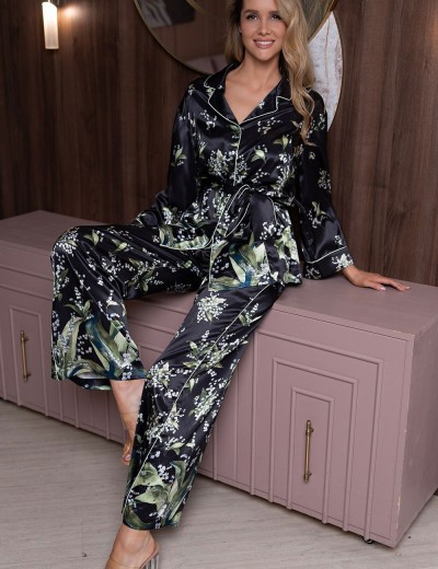 Шёлковая пижама-двойка Mia-Amore LURDES 4358, Цвет: черный, Размеры: 4XL, изображение 2