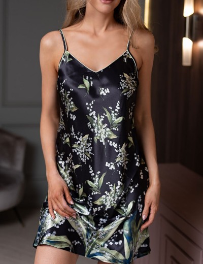 Короткая сорочка из шёлка Mia-Amore LURDES 4550, Цвет: черный, Размеры: 2XL, изображение 4