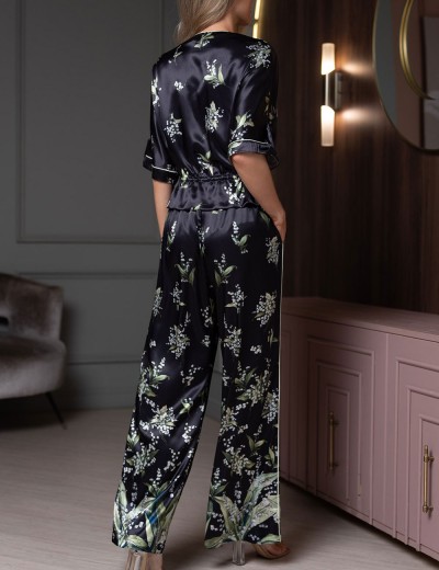 Шелковая пижама бомбер с брюками Mia-Amore LURDES 4555, Цвет: черный, Размеры: 3XL, изображение 2