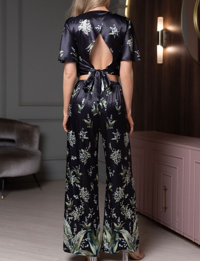 Шёлковый брючный костюм Mia-Amore LURDES 4556, Цвет: черный, Размеры: XL, изображение 2