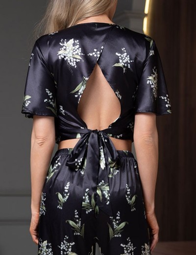 Шёлковый брючный костюм Mia-Amore LURDES 4556, Цвет: черный, Размеры: XL, изображение 5