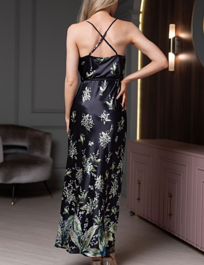 Запашное длинное платье-сорочка Mia-Amore LURDES 4559, Цвет: черный, Размеры: S, изображение 2