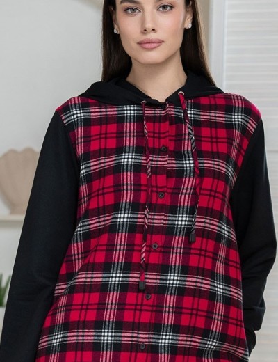 Домашняя рубашка с капюшоном Mia-Amore Mr&Mrs SMITH 5107 красно-черный, Цвет: красно-черный, Размеры: S, изображение 4