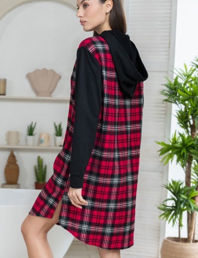 Домашняя рубашка с капюшоном Mia-Amore Mr&Mrs SMITH 5107 красно-черный, Цвет: красно-черный, Размеры: S, изображение 2