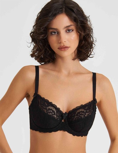 Кружевной мягкий бюстгальтер Simona M 484 черный, Цвет: черный, Размеры: 85E, изображение 5