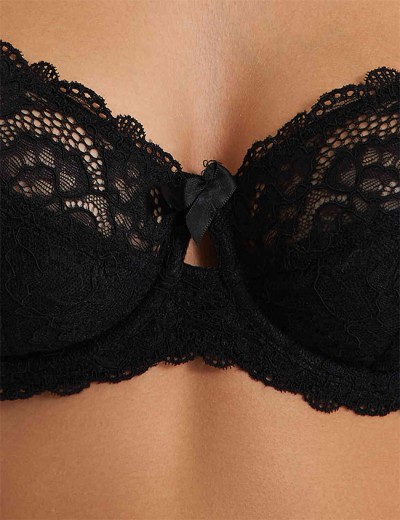 Кружевной мягкий бюстгальтер Simona M 484 черный, Цвет: черный, Размеры: 85E, изображение 4