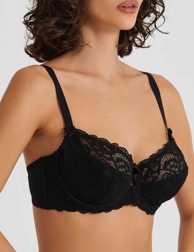 Кружевной мягкий бюстгальтер Simona M 484 черный, Цвет: черный, Размеры: 85E, изображение 3
