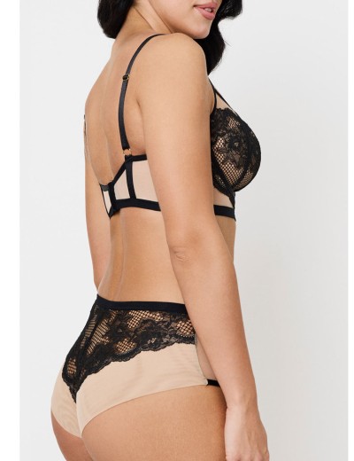 Мягкий бюстгальтер балконет Subtille BELINDA BLACK balconette soft, Цвет: черный+бежевый, Размеры: 75G, изображение 5 Мягкий бюстгальтер балконет Subtille BELINDA BLACK balconette soft, Цвет: черный+бежевый, Размеры: 75G, изображение 5