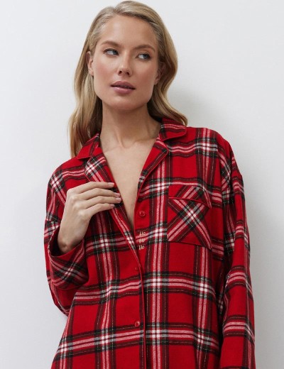 Ночная рубашка из фланели Aruelle BELL, Цвет: красный, Размеры: S, изображение 4