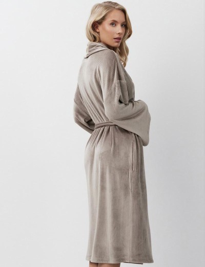 Тёплый халат с широкими рукавами Aruelle CAPUCINE, Цвет: капучино, Размеры: S, изображение 2