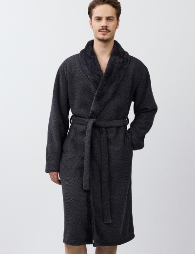 Тёплый мужской халат Aruelle GREGOR, Цвет: графит, Размеры: M, изображение 2