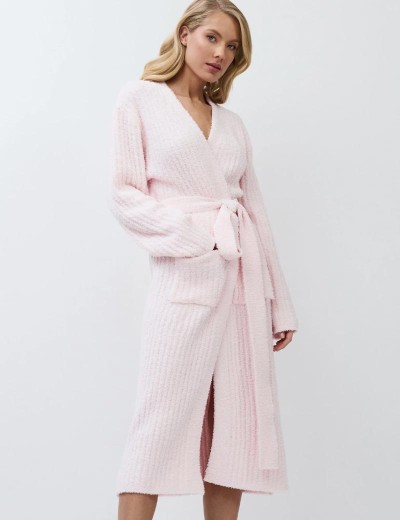 Мягкий халат с поясом Aruelle JESSICA, Цвет: светло-розовый, Размеры: M, изображение 2